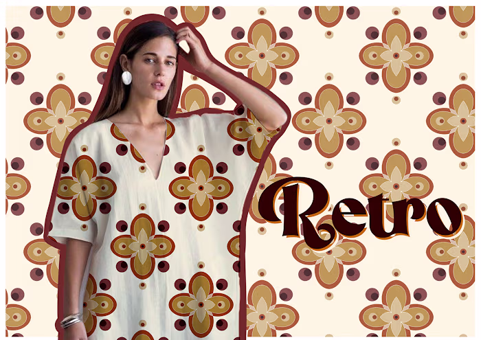 Retro Floral x Block Print | Seamless Pattern