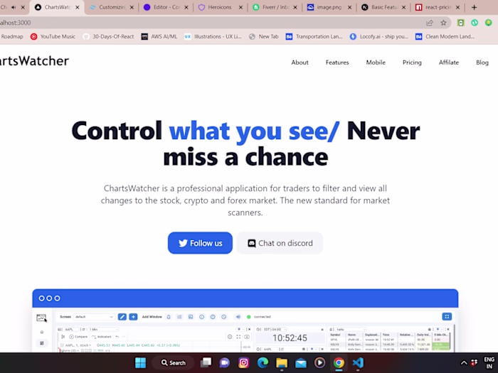 ChartWatcher Landing Page