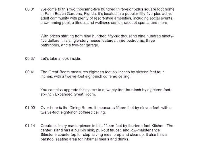 Property Tour Script Sample 9