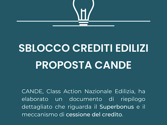 Sblocco crediti edilizi. Proposta CANDE