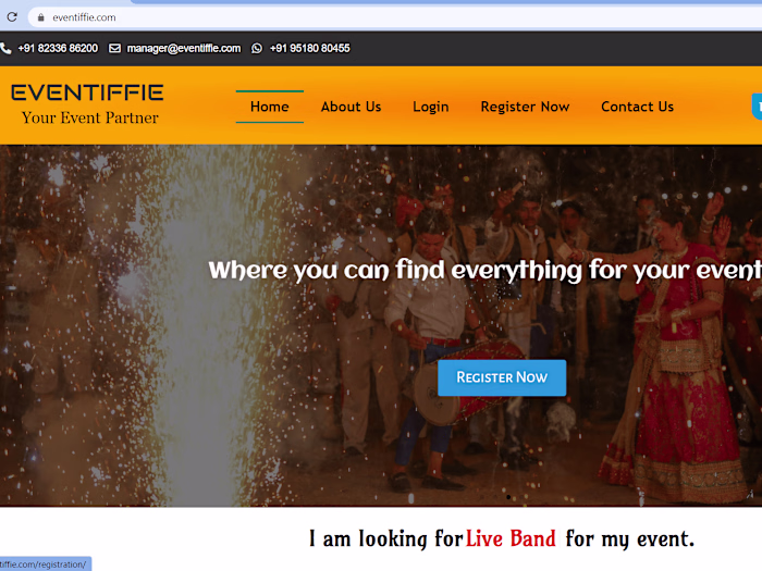 Eventiffie Website Development