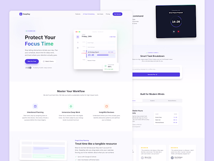 DeepDay Landing Page Live Demo: https://deepday.vercel.app/