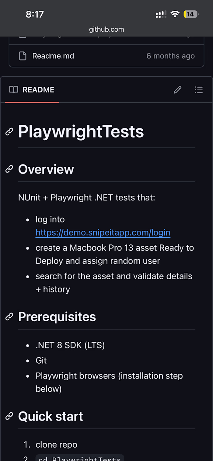 NUnit + Playwright .NET tests