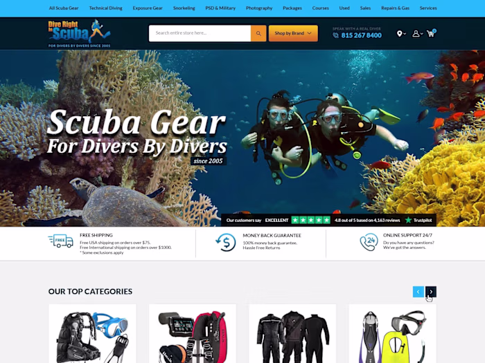 Web design for Scuba Diving