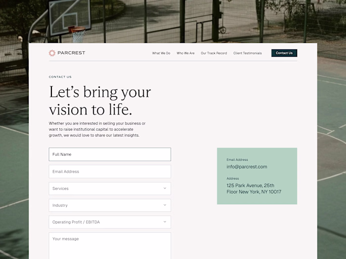 Parcrest Advisor Website (Figma to Framer Development)
