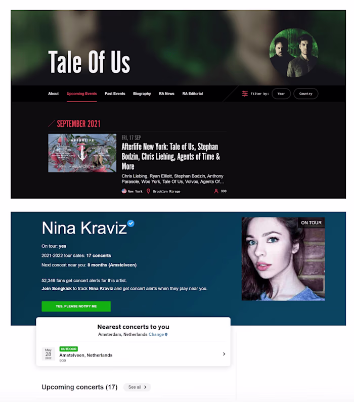 Follow Artists UX Copy