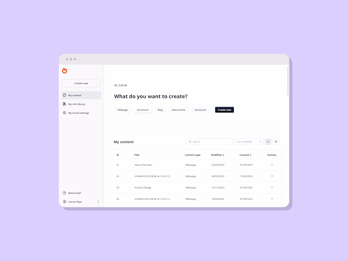 AI Content Hub Dashboard