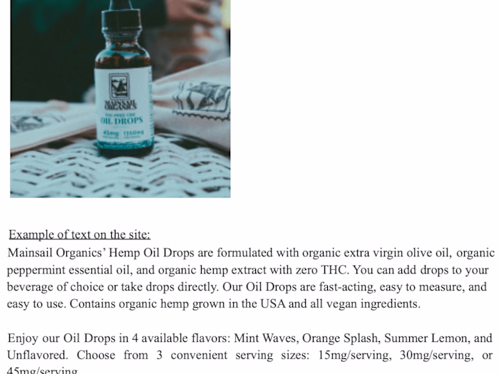 Product descriptions and FAQ's for small business website 