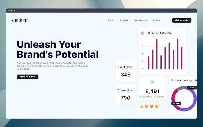 Landing page for a marketing agency 
