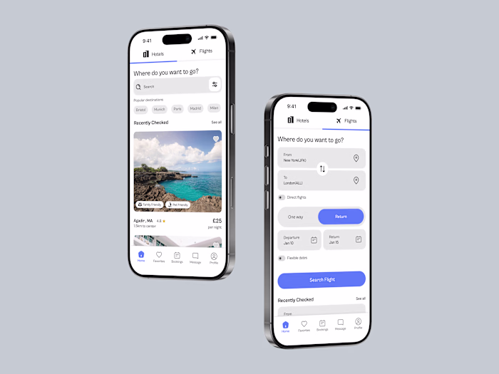 Hotel & Flight Booking App UI Design