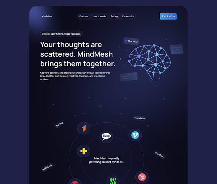 MindMesh Landing Page Design