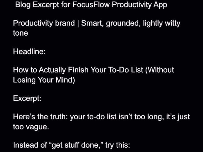 Blog Excerpt For FocusFlow Productivity App