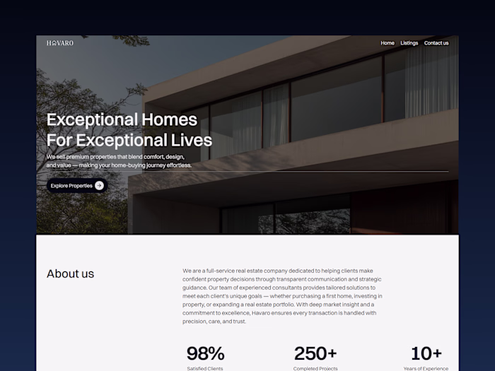 Havaro Real Estate Website Design