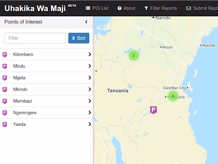 Internal map service for Water Witness International