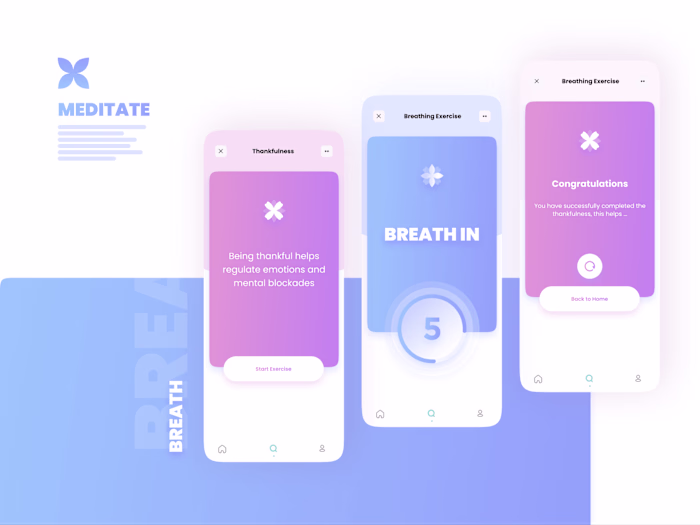 Luna - Mental Health App | Exercises | Meditation | Figma | UI