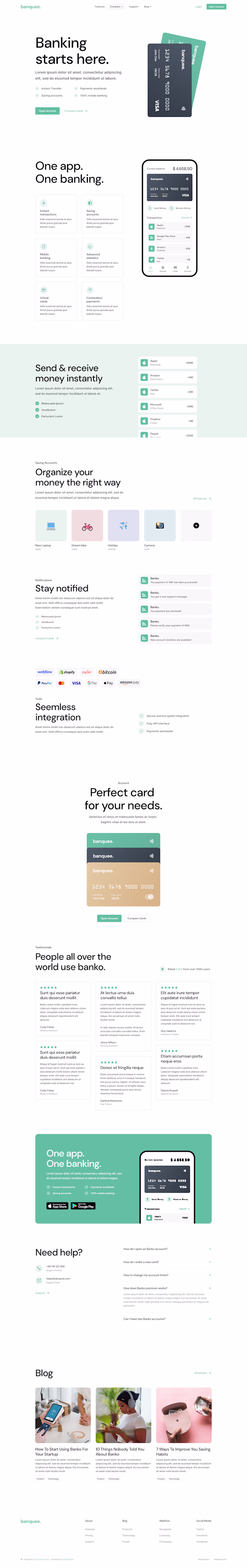 Banquee Banking app's website