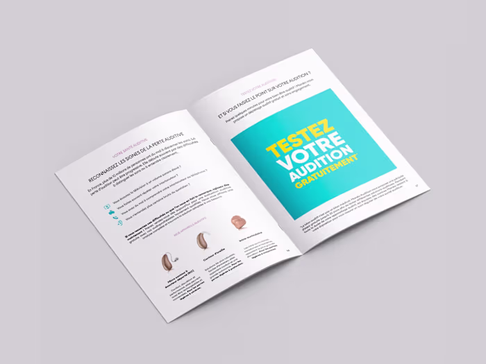 Modern brochure for hearing centers.