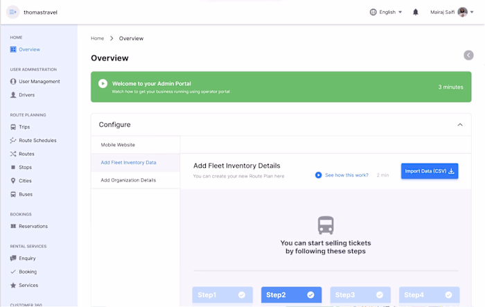Fleet admin route planning feature for Bussr