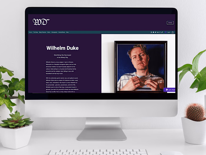 Recording Artist: Wilhelm Duke | UI Website Design 