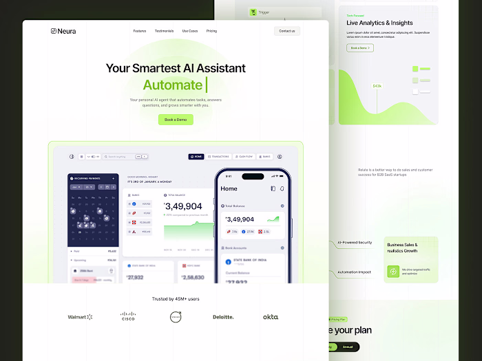Neura – AI Agent Landing Page Design | SaaS UI/UX