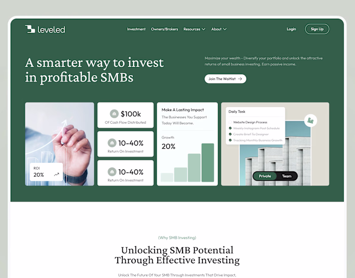 Leveled - Finance Website Design