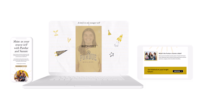 Purdue University x SUNNIE Partnership Landing Page