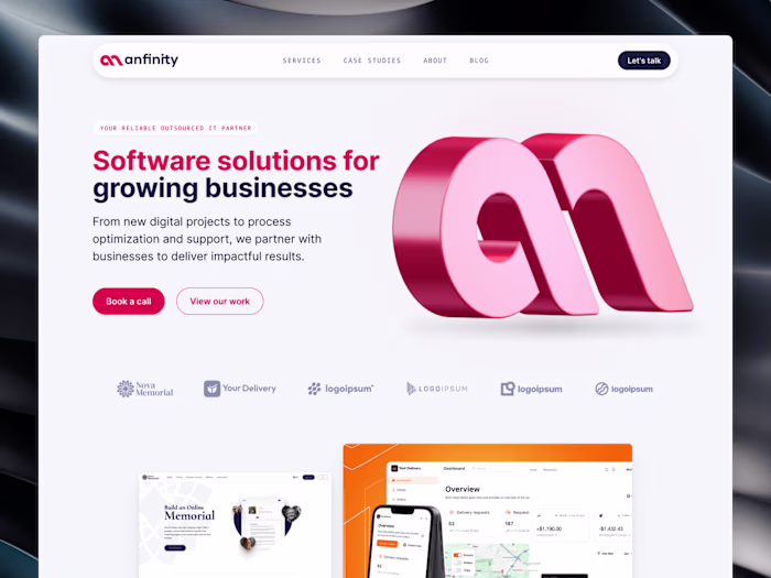 Anfinity - One page website for a software development agency