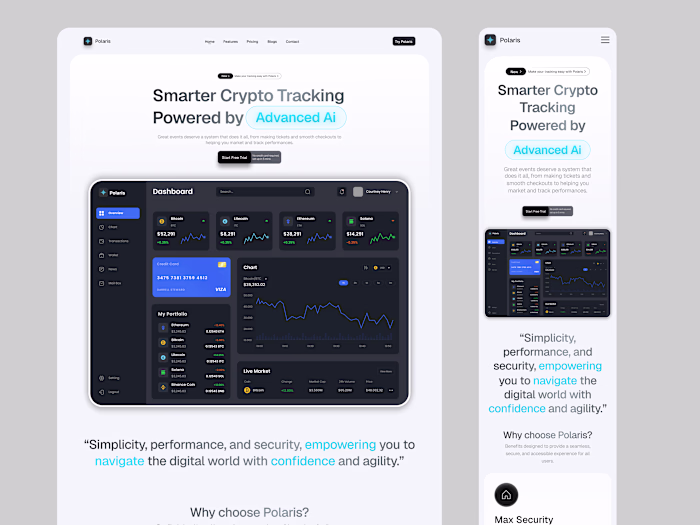 Polaris — Cryptocurrency Landing page