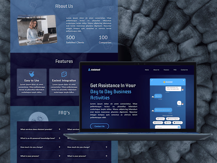 An AI powered tool landing page design for business growth