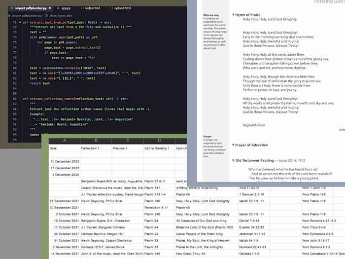 Automated Worship Schedule PDF Scraper to CSV Converter