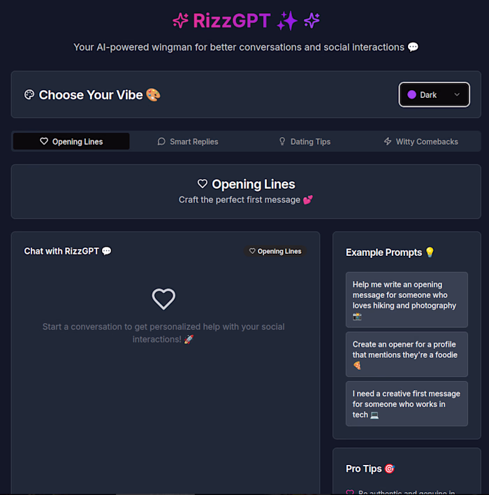 RizzGPT: AI-Powered Dating Tips Web App