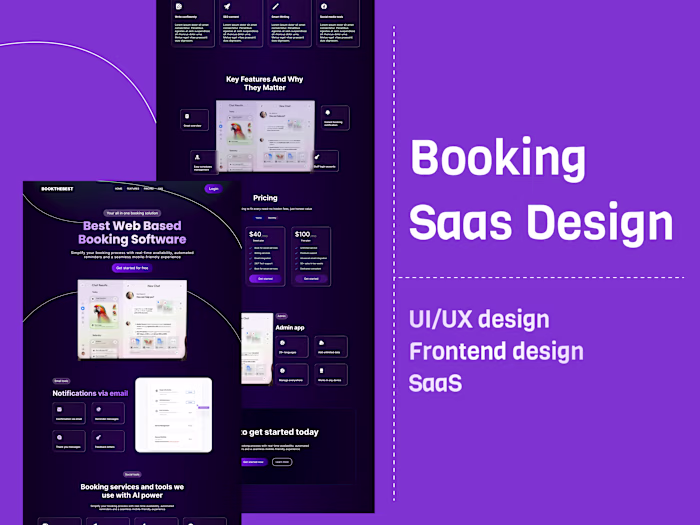 Booking SaaS web app UI/UX