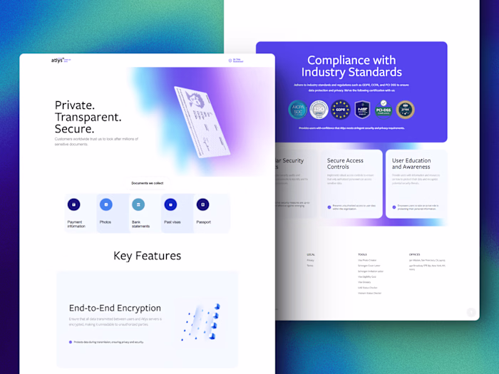 Developed the website security page for atlys.com in Framer