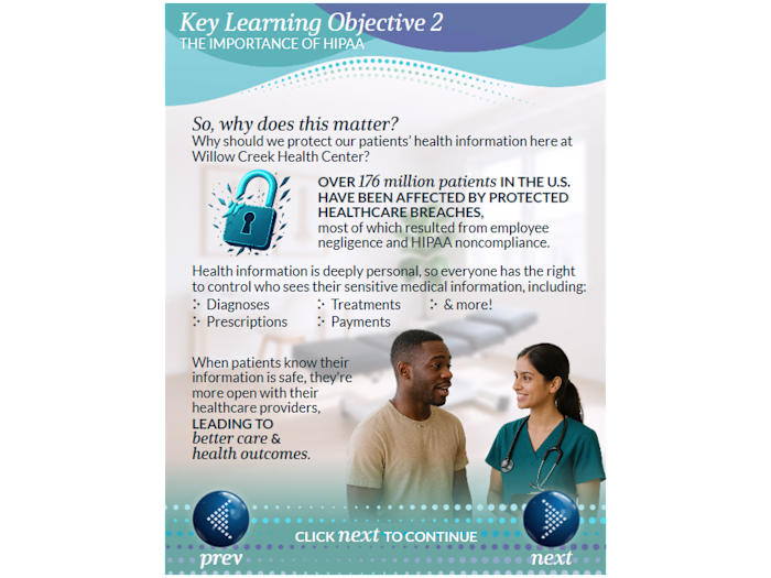 Screenshot from a compliance training