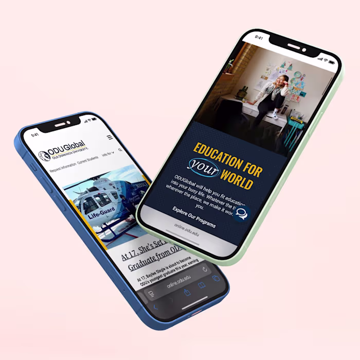 Award winning website design for ODU Global University 