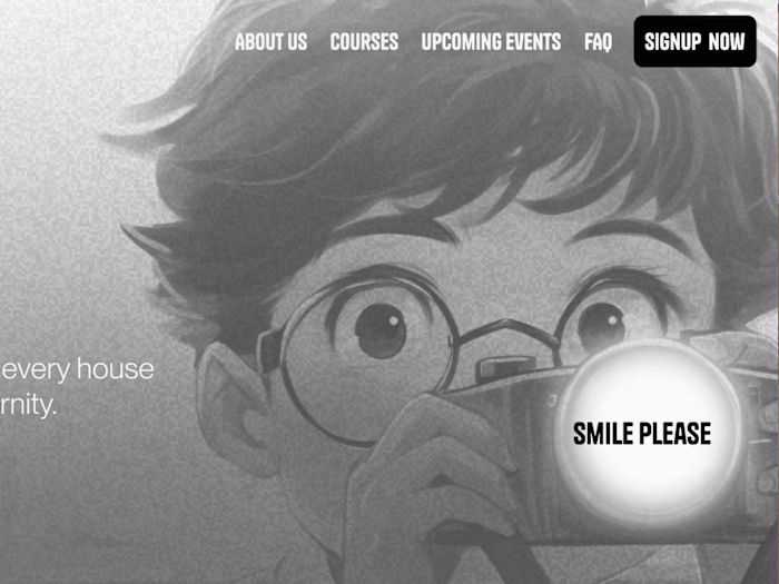 Landing Page for Film Making Cohort