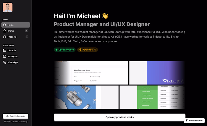 SimPorto - Portofolio Web Framer