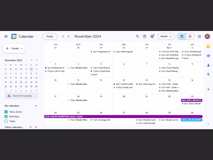 Colour Coded Calendar Management