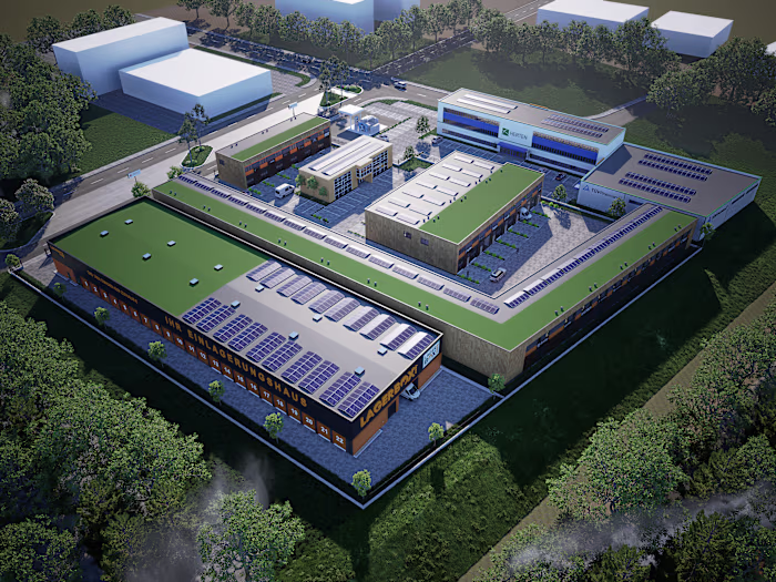 Aerial View 3D Rendering of a Subdivision, Commercial and Of...