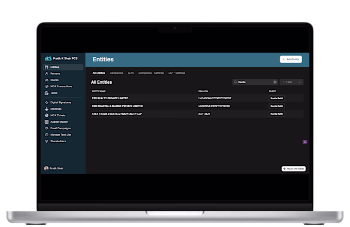Practice Management App for Company Secretaries