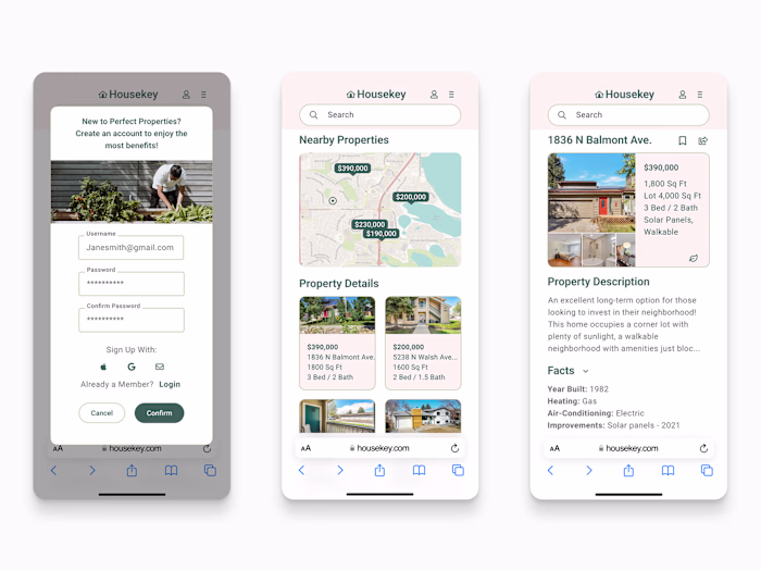 Housekey - Primary Screens