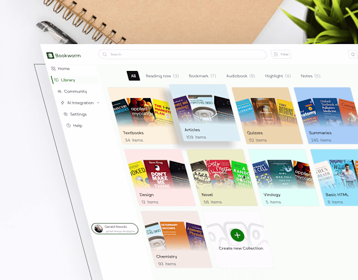 Bookworm -WebApp + Landing Page 