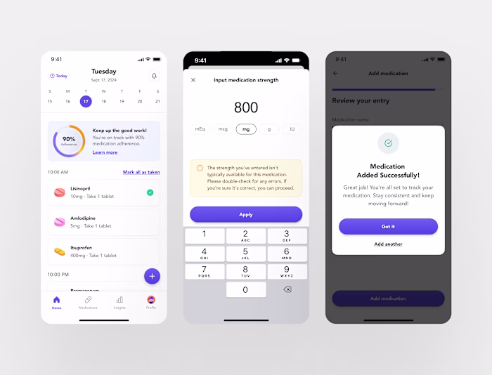 Improving the experience of a medication entry flow