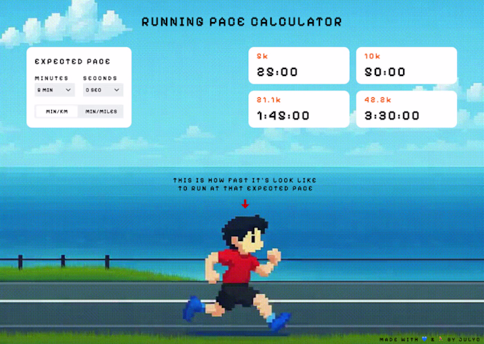 Pixel-Art Running Pace Calculator