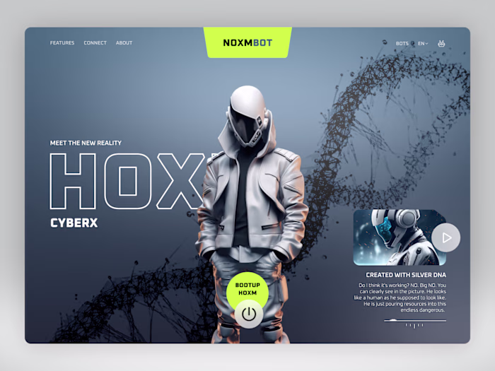 HOXMBOT - Futuristic Robotic Website - Hero section (Freebie)
