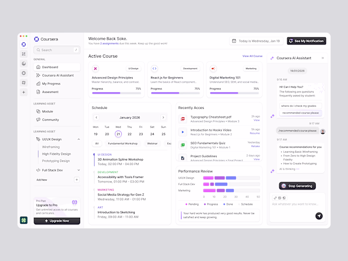 E-Learning Dashboard