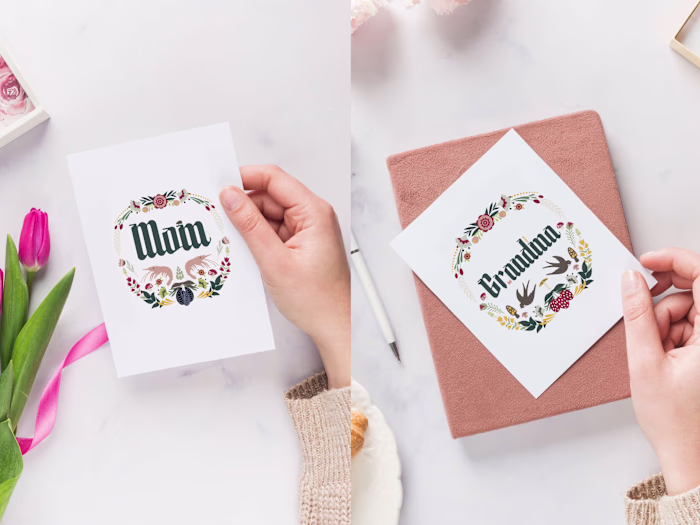 Personalized Scandinavian Folk Art Monogram Cards