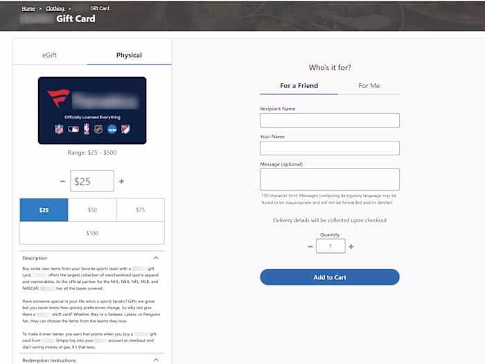 US Retail Company - Product Page