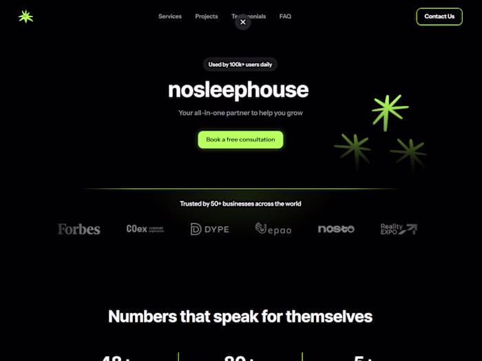 Updated agency portfolio at https://nosleephouse.com