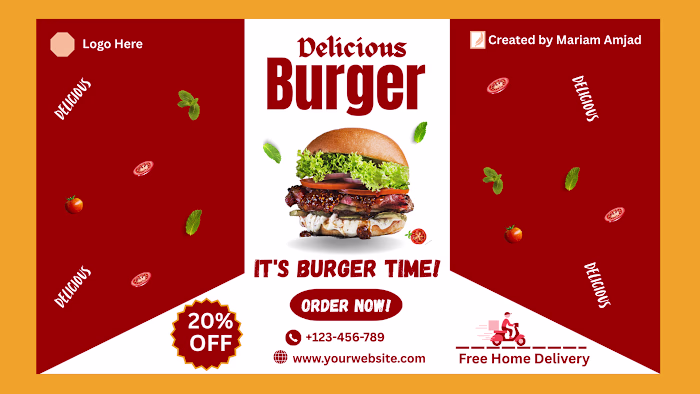 Delicious Burger - Food Poster Template